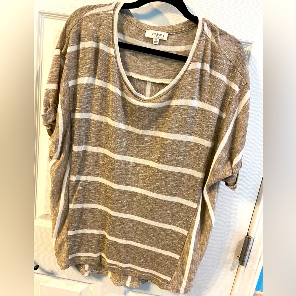 Tan/white striped shirt